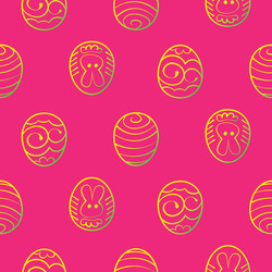 Easter seamless background decorated eggs on a red vector