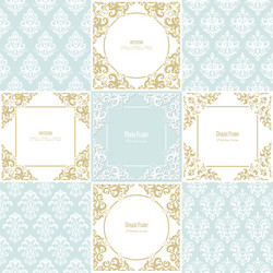 elegant frames and damask seamless patterns set vector image