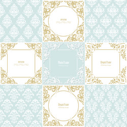 elegant frames and damask seamless patterns set vector