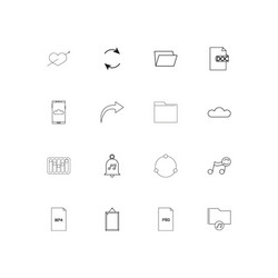 Files and folders sign linear thin icons set vector