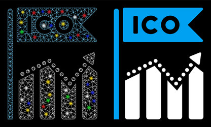 flare mesh network ico chart icon with spots vector image