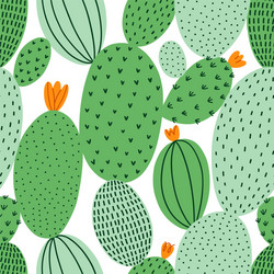 Hand drawn wild cacti plants pattern Royalty Free Vector