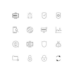 internet security simple linear icons set vector