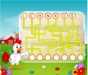 logic puzzle game for study english with rooster vector