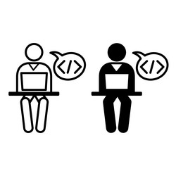 programmer icons black and white of a man vector image