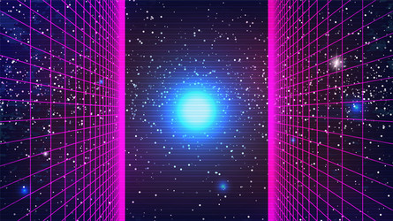 Retro Synthwave Grid Background vector image