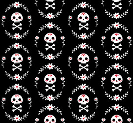 seamless pattern with skull and bones surrounded vector image