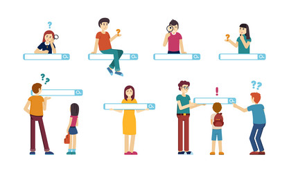 search bar web ui frames with people and vector image