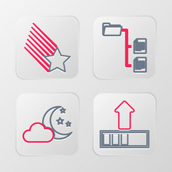set line loading cloud with moon and stars vector image