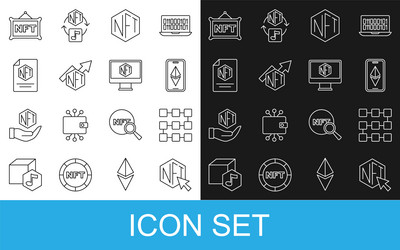 set line nft digital crypto art blockchain vector image