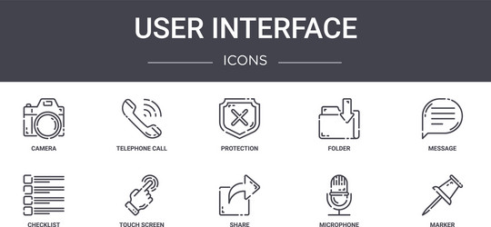 user interface concept line icons set contains vector image