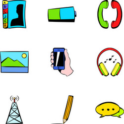 Antenna icons set cartoon style vector