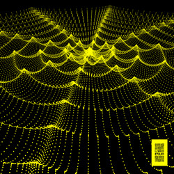 flowing particle waves wavy grid background 3d vector image