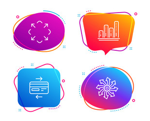 graph chart credit card and maximize icons set vector image