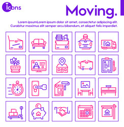 moving items color linear icons set vector