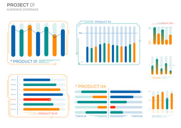 Business elements charts in color finance vector