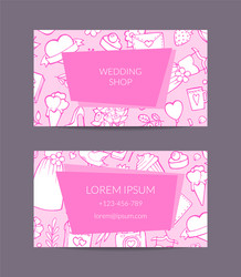 doodle wedding elements business card vector