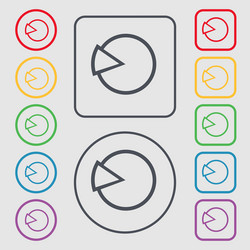 pie chart graph icon sign symbol on the round vector image