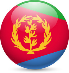 round glossy icon of eritrea vector image