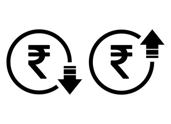 Set of cost symbol rupee increase and decrease Vector Image