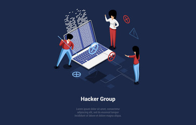 hacker group concept in cartoon 3d vector image