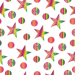 seamless pattern with colorful stars and circles vector image