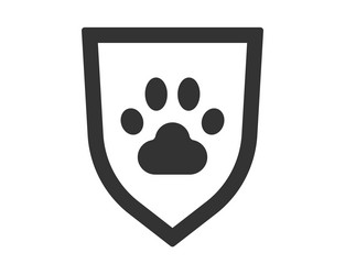 simple icon featuring a paw print within shield vector image