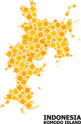golden rotated square mosaic map komodo island vector image