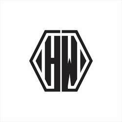hw logo monogram with hexagon line rounded design vector image
