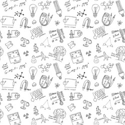 Physics and sciense seamless pattern with sketch vector