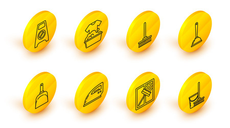 set line mop and bucket squeegee scraper wiper vector image