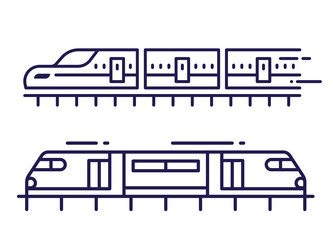 speed city train wagons in line art vector