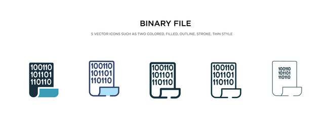 binary file icon in different style two colored vector image
