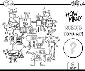 Robot Counting Activity Coloring Page vector image
