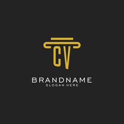 cv initial logo with simple pillar style design vector image
