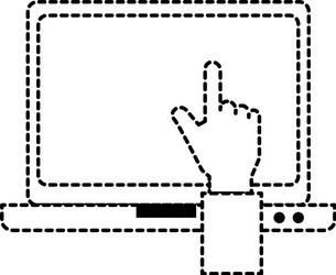 laptop computer with hand user vector image