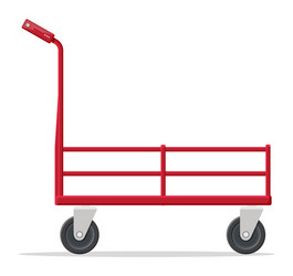 Metallic four wheeled trolley hand truck vector