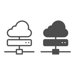 Cloud server line and glyph icon computing vector