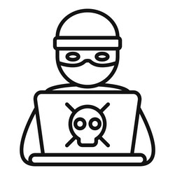 hacker working icon outline online report vector image