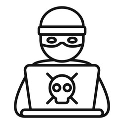 hacker working icon outline online report vector