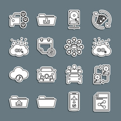 set line share file data exchange with hhd co2 vector image