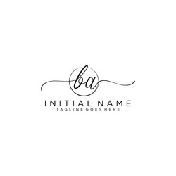 Initial ba handwriting logo with circle template Vector Image