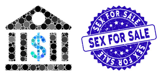 collage bank building icon with grunge sex vector