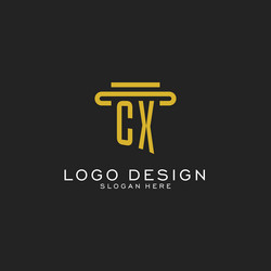 cx initial logo with simple pillar style design vector image