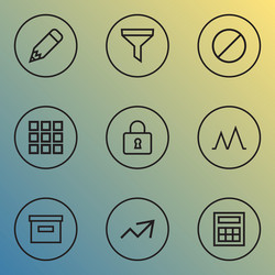 interface icons line style set with increase vector image
