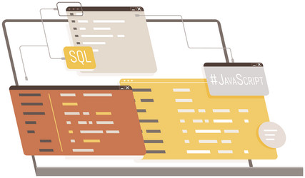 working on web development concept of script vector image