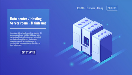 data center website hosting server room rack vector