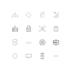 internet security linear thin icons set outlined vector image