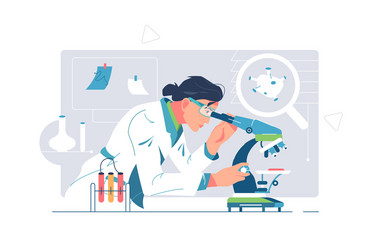 Scientist Analyzing Sample Under Microscope vector image