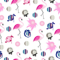 seamless pattern with flamingos and colorful vector image